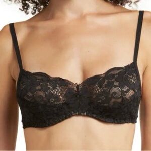 NWT We are HAH x Free People lace hook up bra romantic black 30-38 B adjustable